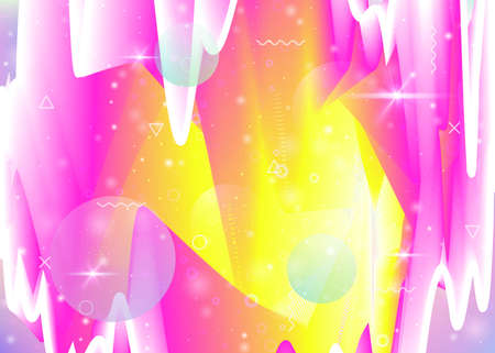 Hologram background with vibrant rainbow gradients. Dynamic fluid. Holographic cosmos. Graphic template for placard, mobile interface and cover. Creative hologram background.のイラスト素材