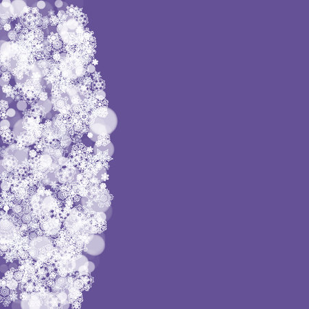 Snow frame with ultra violet snowflakes. New Year frosty backdrop.  Christmas trendy background. Holiday banner with snow frameのイラスト素材