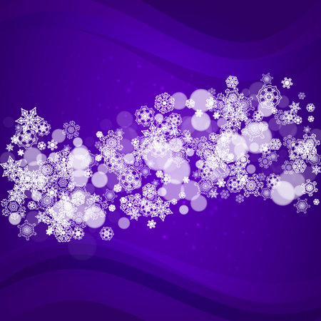 Falling snow with ultra violet snowflakes. New Year snowy backdrop. Christmas trendy background. Holiday banner with falling snowのイラスト素材