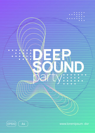 Neon club flyer. Electro dance music. Trance party dj. Electroniのイラスト素材