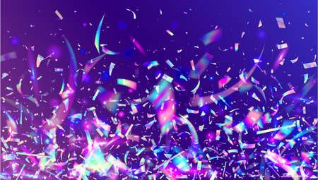 Transparent Tinsel. Blue Shiny Glare. Retro Prism. Disco Multicoの写真素材