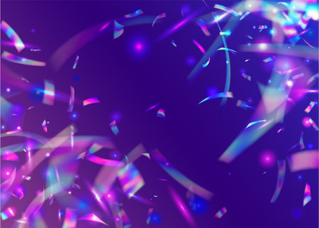 iridescent glitter. Bokeh Confetti. Surreal Foil. Party Celebrate Template. Retro Element. Hologram Thinsel. Crystal Art. Pink Disco Effect. Purple Iridescent Glitterのイラスト素材