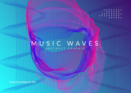 night music. Dynamic fluid shape and line. Wavy discotheque magazine design. Night music flyer. Electro dance dj. Electronic sound fest. Techno trance party. club event poster.のイラスト素材