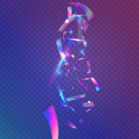 Lightglare. Violet Shiny Confetti. Carnival Tinsel. Digital Foil. Party Element. neon effects. Flying Art. Blur Vaporwave Backdrop. Pink Light Glareのイラスト素材