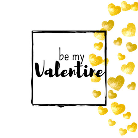 love template. February Border For Gift. luxury frame. Golden Art Illustration. Grunge Design For Sale. Gold Wedding Banner. Yellow Love Template.のイラスト素材