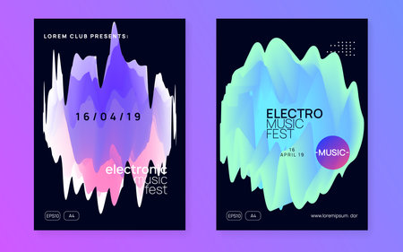 Disco Poster. Indian Sound Party. Wave Glitch For Invitation. Trance And Exhibition Design. Dynamic Background For Cover Shape. Purple And Turquoise Disco Posterのイラスト素材