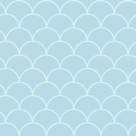 Fish scale seamless pattern. Reptile, dragon skin texture. Tillable background for your fabric, textile design, wrapping paper, swimwear or wallpaper. Blue mermaid tail with fish scale underwater.のイラスト素材