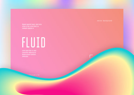 landing page. Circle banner, ui layout. Holographic 3d backdrop with modern trendy blend. Vivid gradient mesh. Landing page with liquid dynamic elements and fluid shapes.のイラスト素材