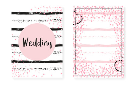 Wedding Confetti. Splatter Particle. Pink Abstract Element. White Minimal Frame. December Starburst Set. Stripe Polka Cover. Golden Scatter Particles. Stripe Wedding Confettiのイラスト素材