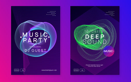 Neon club flyer. Electro dance music. Trance party dj. Electroniのイラスト素材