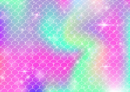 Princess mermaid background with kawaii rainbow scales pattern.のイラスト素材