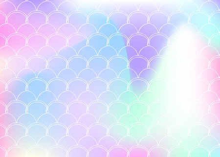 Holographic scale background with gradient mermaid.のイラスト素材