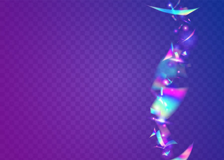 Iridescent Glitter. Modern Art. Metal Prismatic Backdrop. Falling Tinsel. Purple Blur Effect. Flying Foil. Hologram Sparkles. Party Flare. Pink Iridescent Glitterのイラスト素材
