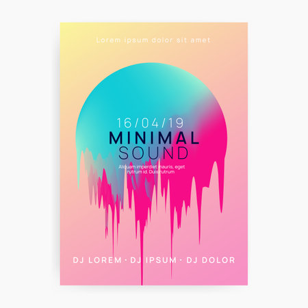 Trance Party. Disco And Nightlife Concept. Trendy Glitch For Invitation. Abstract Background For Magazine Template. Indie Electronic Poster. Purple And Blue Trance Partyのイラスト素材