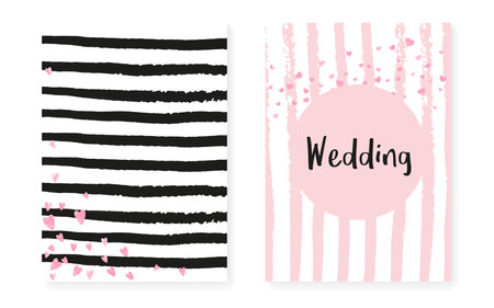 Wedding Texture. White Fashion Cover. Feminine Particle Set. Pink Splatter Print. Birthday Brochure. Rose Festive Painting. Stripe Trendy Card. Stripe Wedding Textureのイラスト素材