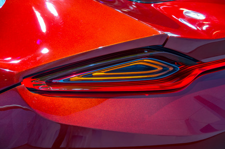 GENEVA, SWITZERLAND - MARCH 12: The Ford Evos coupe style plug-in hybrid grand tourer concept on display at 82nd Geneva International Motor Show (Salon international) Geneva-Palexpo on March 12, 2012 in Geneva, Switzerlandのeditorial素材