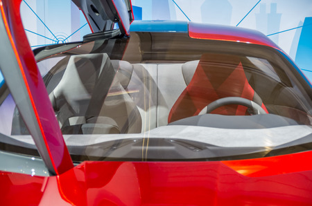 GENEVA, SWITZERLAND - MARCH 12: The Ford Evos coupe concept on display at 82nd Geneva International Motor Show (Salon international) Geneva-Palexpo on March 12, 2012 in Geneva, Switzerlandのeditorial素材