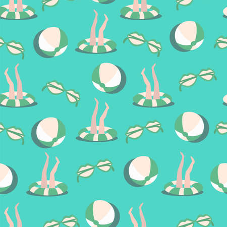 Vector Summer topic icons seamless repeat pattern