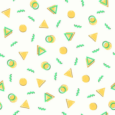 hand-drawn cute doodle geometric seamless repeat pattern