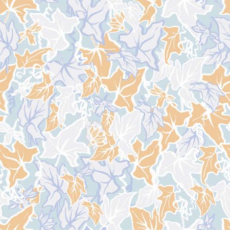 painted hand drawn climbing vines leaf seamless repeat patternのイラスト素材