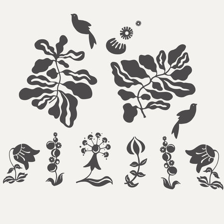 Vector Scandinavian flower motif icon set graphic resourceのイラスト素材