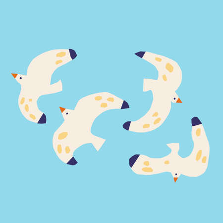 Vector simple and cute Seagull illustration motif graphic resourceのイラスト素材