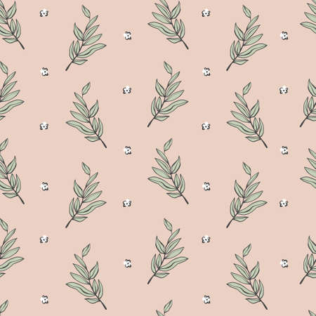 Vector retro pen drawing outline tree and small flower illustration motif repeat seamless repeat pattern digital file pattern artwork fashion home decor print fabric textileのイラスト素材