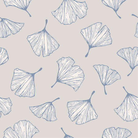 Vector colorful ginkgo tree leaf illustration motif seamless repeat pattern digital file pattern artwork home decor print fashion fabric textileのイラスト素材