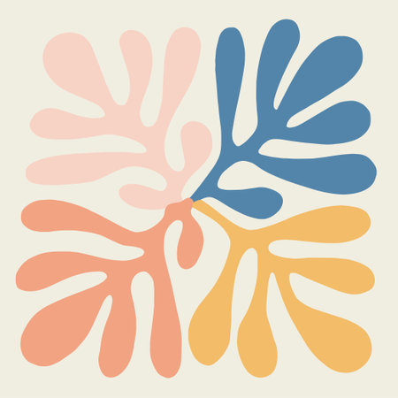 Vector retro color Scandinavia leaf icon botanical illustration graphic resourceのイラスト素材