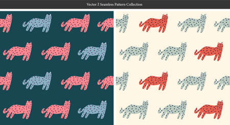 Vector retro simple cat illustration motif seamless repeat pattern digital artwork home decor print,...