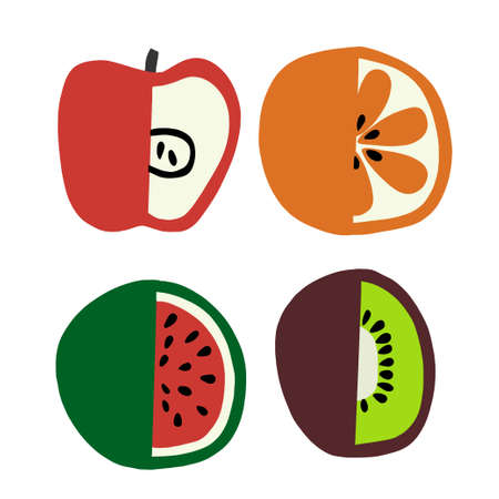 Vector colorful fruits illustration graphic resource digital artworkのイラスト素材