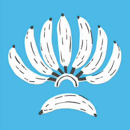 Vector hand-drawn retro banana illustration graphic resourceのイラスト素材