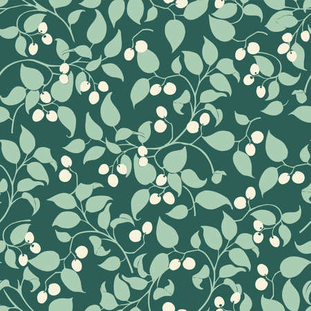 Vector berry tree and leaf illustration seamless repeat pattern fashion fabric home decor print textile digital artworkのイラスト素材