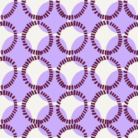 Vector hand-drawn abstract circle geometric illustration motif seamless repeat pattern fashion home kitchen print fabric textile digital artworkのイラスト素材