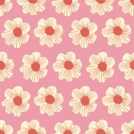 Vector simple flower illustration seamless repeat pattern fashion and home decor print fabric digital artworkのイラスト素材