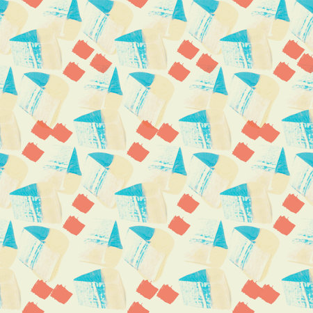 Seamless pattern with watercolor geometric shapes. Hand-drawn illustration.