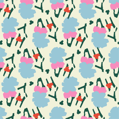 Seamless pattern with hand drawn clouds and hearts. Vector illustration.のイラスト素材