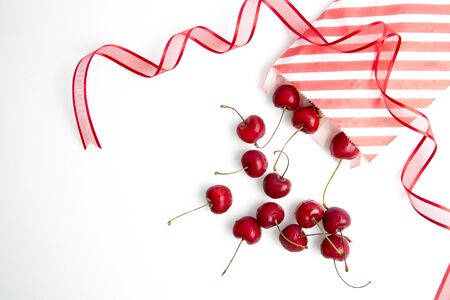 Cherries on whiteの写真素材