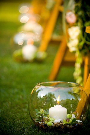 Candle decoration at weddingの写真素材