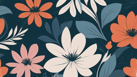 Seamless floral pattern with flowers and leaves.の素材