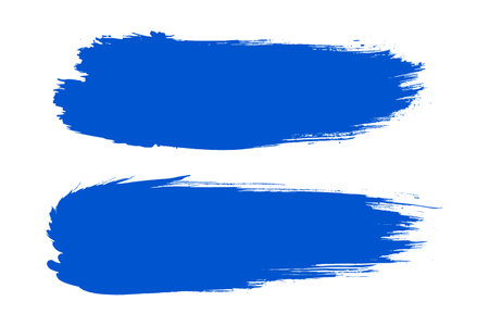 Set of blue grunge brush strokes isolated on white background.のイラスト素材