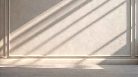 White wall and floor with shadow from sunlight.の素材