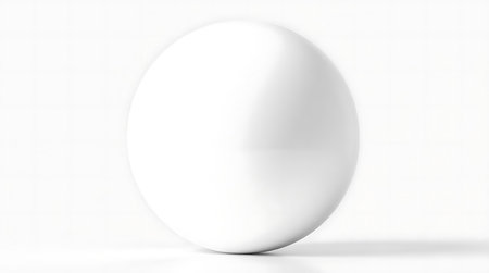 3d rendering of a white sphere on a white background with shadowの素材
