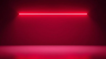 Abstract red background with neon lights. 3d rendering. Square format.の素材