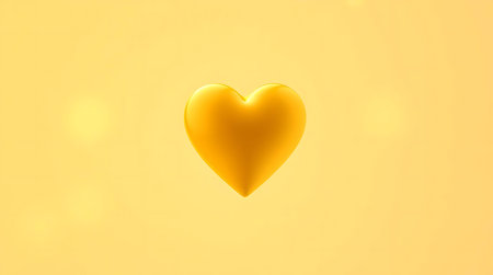 Yellow heart shape balloon on yellow background.の素材