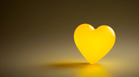 Yellow heart on a dark background. 3d rendering, 3d illustration.の素材