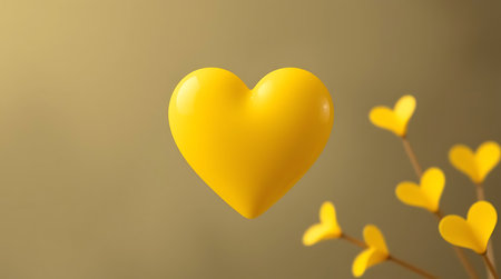 Yellow heart on yellow background, valentine's day concept.の素材