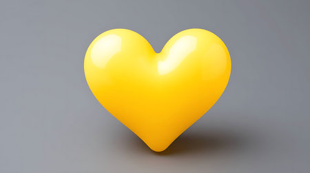Yellow heart on gray background. 3d render. Love concept.の素材