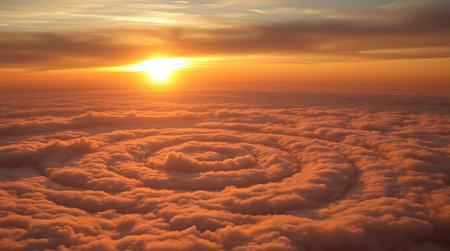 Sunset over the clouds in the sky beautiful sunset over the spirals clouds.の素材