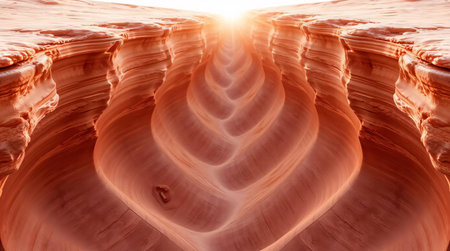 The canyon wave and sunshine in the center of canyonの素材